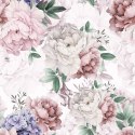 PEONI Tkanina dekoracyjna VELVET, szer.140cm, kolor biały / różowy D00070