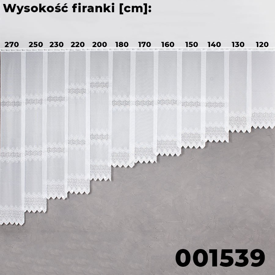 Firanka biała żakardowa pasowa wys.250cm 001539