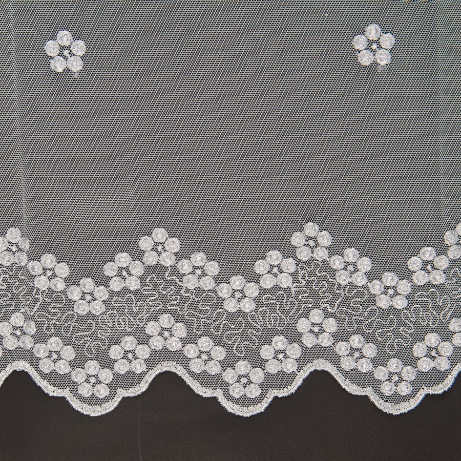 BRENDA Firana haftowana, wys.280cm, kolor biały ze srebrnym haftem