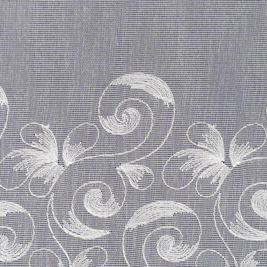 BENITA Firanka haftowana, wys.290cm, kolor biały ze srebrnym haftem