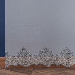 OFELIA Firanka haftowana, wys.280cm, kolor biały z czarnym haftem ze srebrnym lurexem