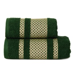 LIONEL ręcznik, 50x90cm, kolor 002 ciemno zielony/butelkowy ze złotą bordiurą LIONEL/RB0/002/050090/1
