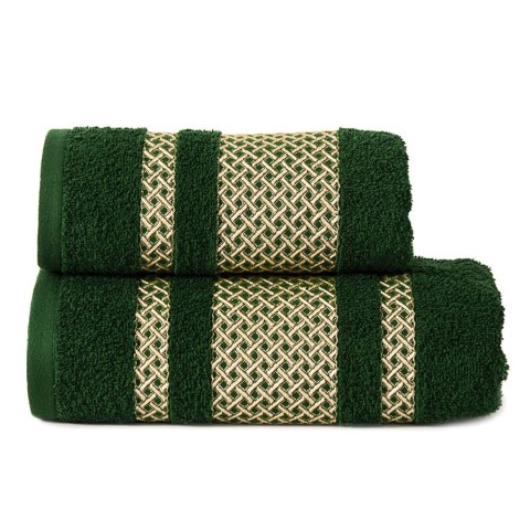 LIONEL ręcznik, 50x90cm, kolor 002 ciemno zielony/butelkowy ze złotą bordiurą LIONEL/RB0/002/050090/1