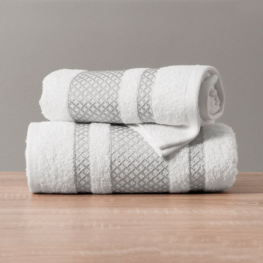 LIONEL ręcznik, 70x140cm, kolor 102 biały ze srebrną bordiurą LIONEL/RB0/102/070140/1