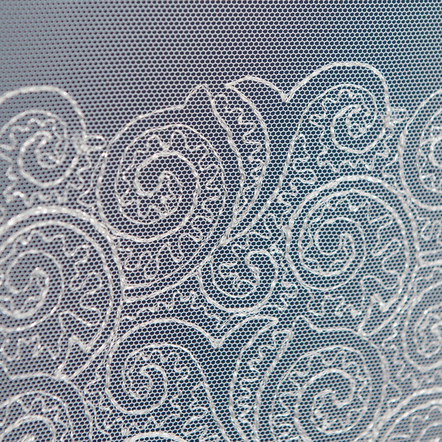 DEBORA Firanka haftowana z samym dołem, wys.280cm, kolor biały ze srebrnym haftem 112612