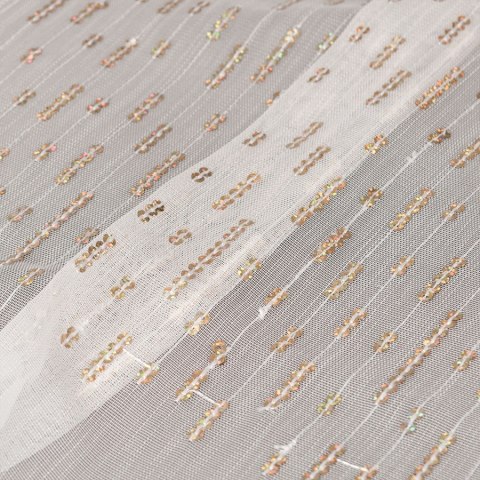 ELSA Firanka haftowana z ołowianką, wys.280cm, kolor biały ze złotymi cekinami 112620