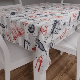 STATKI Tkanina na zasłony NINA WODOODPORNA, 155cm, kolor biały czerwono-granatowy D00045/NIW/001/155000/1