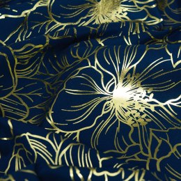 Tkanina dekoracyjna ADRIA, wys.290, kolor ciemny turkusowy/petrol ze złotym nadrukiem