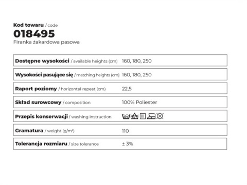 Firanka biała żakardowa pasowa wys.160cm