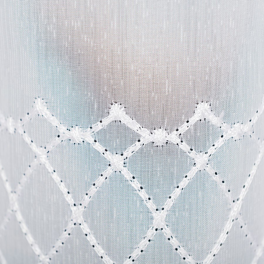 Firanka haftowana ze wzorem pasowym, wys. 280cm, kolor biały 000768