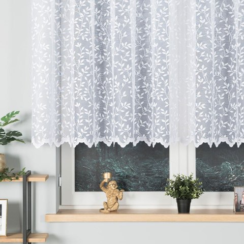 Firanka żakardowa ze wzorem po całości, wys.125cm, kolor biały 023058