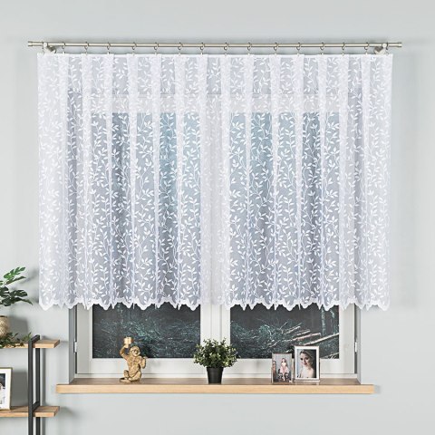 Firanka żakardowa ze wzorem po całości, wys.125cm, kolor biały 023058