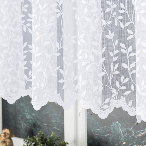 Firanka żakardowa ze wzorem po całości, wys.125cm, kolor biały 023058