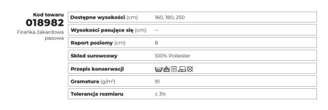 Firanka żakardowa, pasowa, wys.170cm, kolor biały 018982