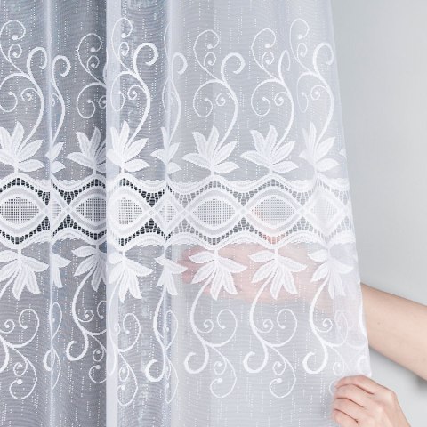 Firanka żakardowa, pasowa, wys. 160cm, kolor biały 018960/000/001/160000/1