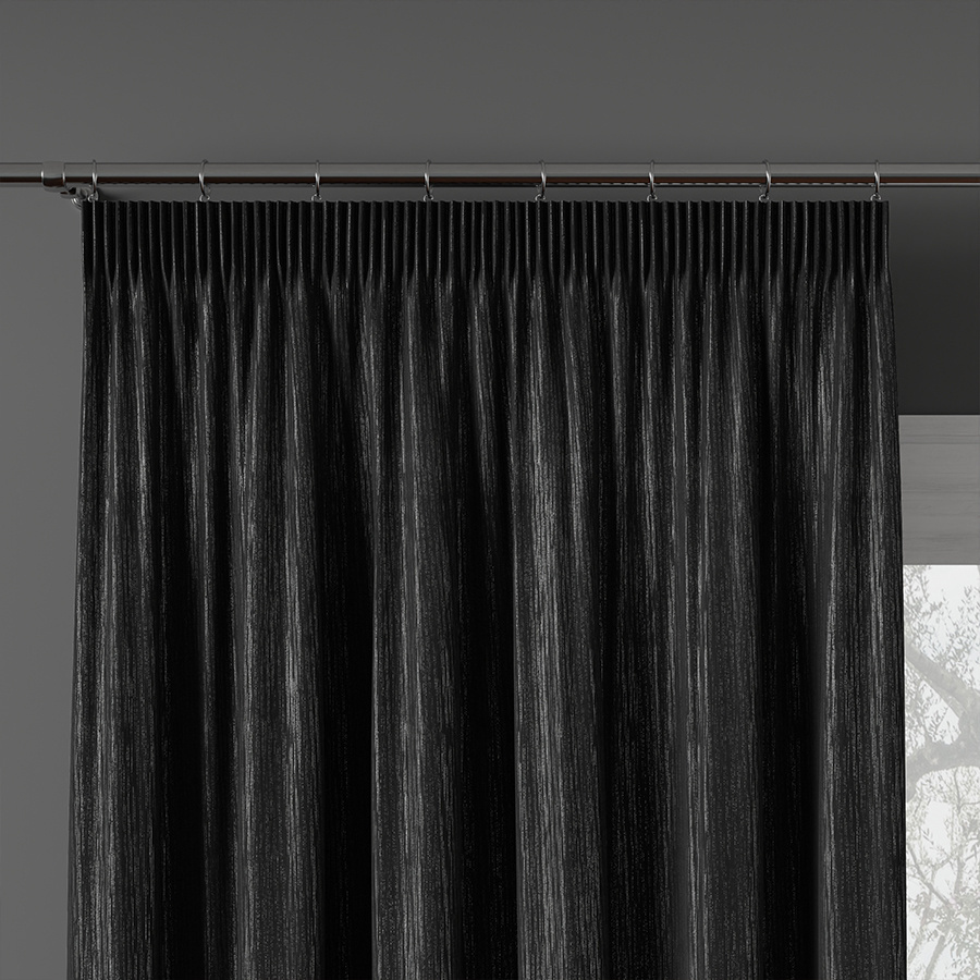 EMMA Tkanina dekoracyjna wodoodporna, wys. 300cm, kolor czarny z lurexem 004768
