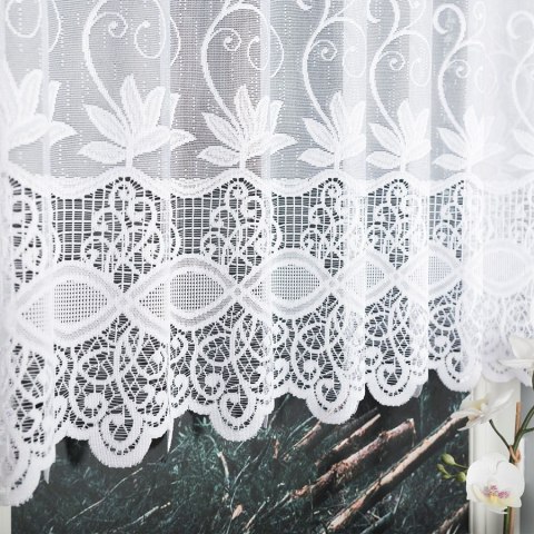 Firanka żakardowa, pasowa, wys.120cm, kolor biały 018960/000/001/120000/1