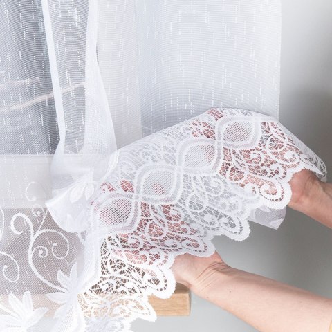 Firanka żakardowa, pasowa, wys.120cm, kolor biały 018960/000/001/120000/1