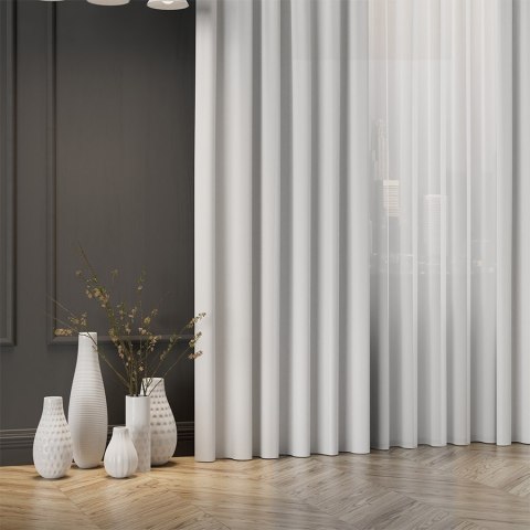 GRETA Tkanina na zasłony typu dimout/blackout, wys. 320cm, kolor biały 004204