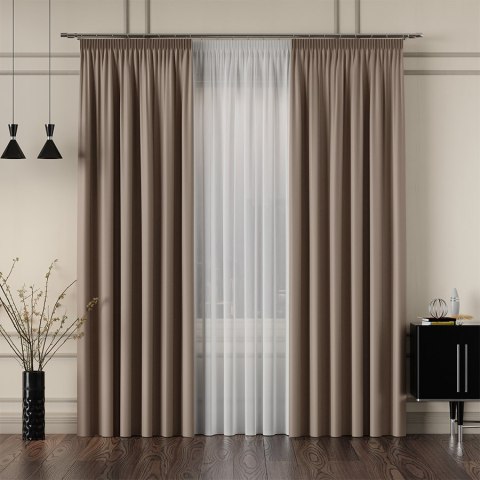 GRETA Tkanina na zasłony typu dimout/blackout, wys. 320cm, kolor brązowy 004204