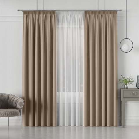 GRETA Tkanina na zasłony typu dimout/blackout, wys. 320cm, kolor ciemny beżowy 004204