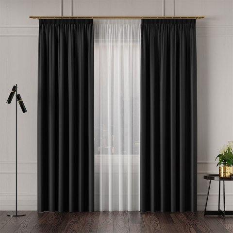 GRETA Tkanina na zasłony typu dimout/blackout, wys. 320cm, kolor czarny 004204