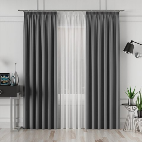 GRETA Tkanina na zasłony typu dimout/blackout, wys. 320cm, kolor grafitowy 004204