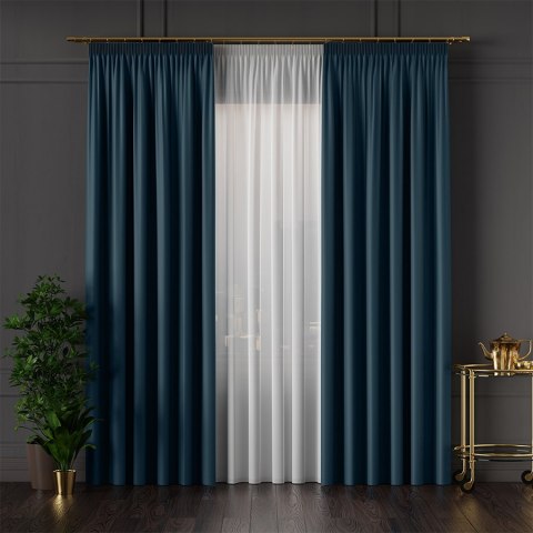 GRETA Tkanina na zasłony typu dimout/blackout, wys. 320cm, kolor granatowy 004204