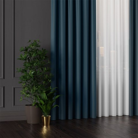 GRETA Tkanina na zasłony typu dimout/blackout, wys. 320cm, kolor granatowy 004204