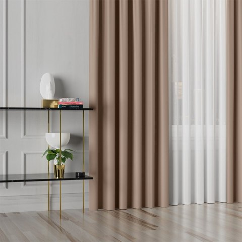 GRETA Tkanina na zasłony typu dimout/blackout, wys. 320cm, kolor jasny brązowy 004204