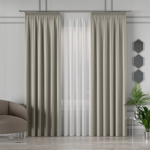 GRETA Tkanina na zasłony typu dimout/blackout, wys. 320cm, kolor szaro-beżowy 004204