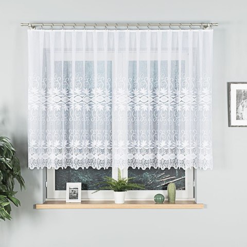 Firanka żakardowa, pasowa, wys.130cm, kolor biały 018960