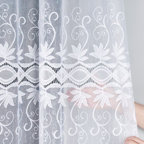 Firanka żakardowa, pasowa, wys.130cm, kolor biały 018960