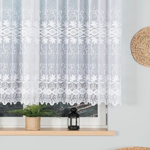 Firanka żakardowa, pasowa, wys. 140cm, kolor biały 018960
