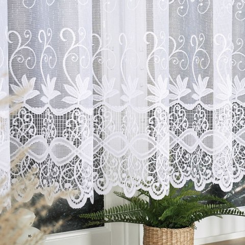 Firanka żakardowa, pasowa, wys. 140cm, kolor biały 018960