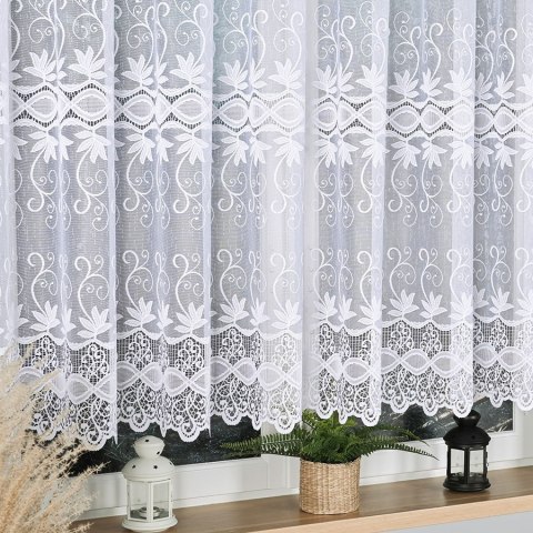 Firanka żakardowa, pasowa, wys. 140cm, kolor biały 018960