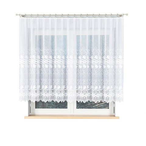 Firanka żakardowa, pasowa, wys. 140cm, kolor biały 018960