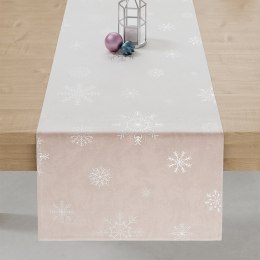 ŚNIEŻKI Bieżnik wodoodporny VELVET, 40x140cm, kolor pudrowy różowy ze srebrnym zdobieniem TBN001/KSP/030/040140/1