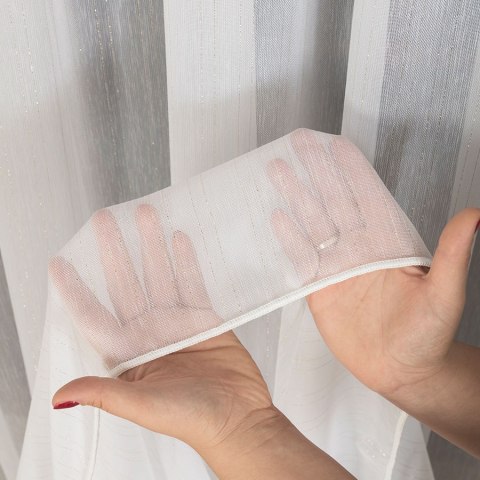 Firanka fantazyjna z ołowianką, wys. 300cm, kolor biały ze złotą nitką 318461/OLO/001/000300/1