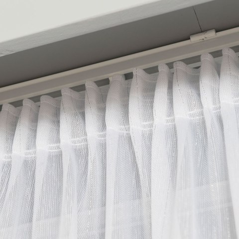 Firanka fantazyjna z ołowianką, wys. 300cm, kolor biały ze srebrną nitką 318461/OLO/002/000300/1