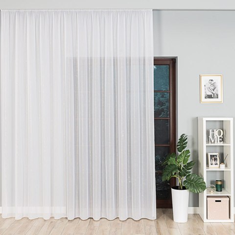 Firanka fantazyjna, pasowa z ołowianką, wys.305cm, kolor biały z beżowym ze srebrną nitką 019789/OLO/004/0003