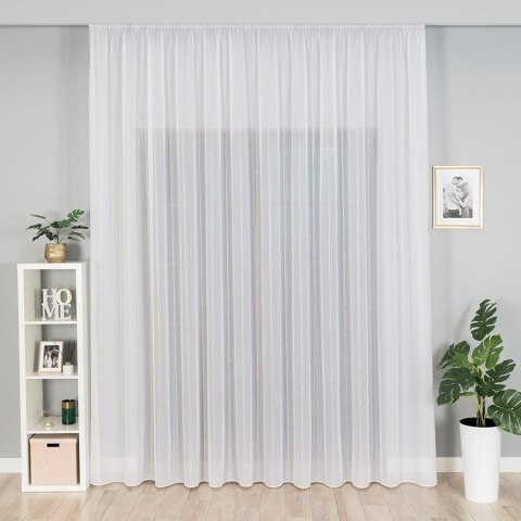 Firanka fantazyjna, pasowa z ołowianką, wys.305cm, kolor biały z beżowym ze srebrną nitką 019789/OLO/004/0003