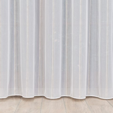 Firanka fantazyjna, pasowa z ołowianką, wys.305cm, kolor biały z beżowym ze srebrną nitką 019789/OLO/004/0003