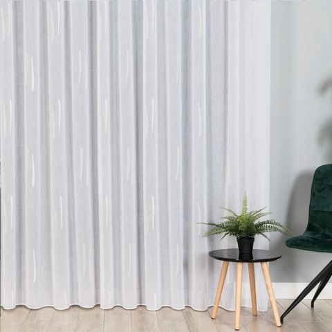 Firanka fantazyjna ze wzorem po całości z ołowianką, wys.320cm, kolor biały z beżowym 027410/OLO/018/000320/1