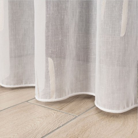 Firanka fantazyjna ze wzorem po całości z ołowianką, wys.320cm, kolor biały z beżowym 027410/OLO/018/000320/1