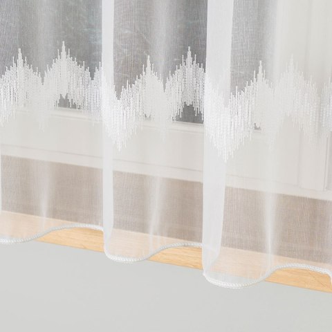 Firanka haftowana, pasowa z ołowianką, wys.160cm, kolor biały z błyskiem 112750/OLO/001/000160/1