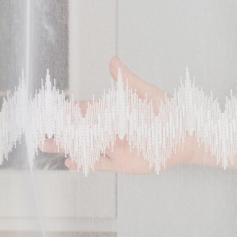 Firanka haftowana, pasowa z ołowianką, wys.160cm, kolor biały z błyskiem 112750/OLO/001/000160/1