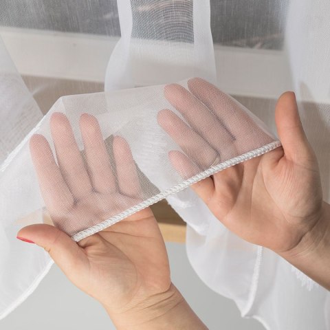 Firanka haftowana, pasowa z ołowianką, wys.160cm, kolor biały z błyskiem 112750/OLO/001/000160/1