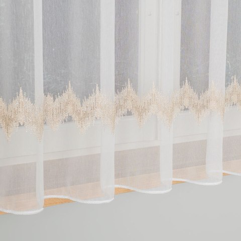 Firanka haftowana, pasowa z ołowianką, wys.160cm, kolor biały ze złotym 112750/OLO/004/000160/1