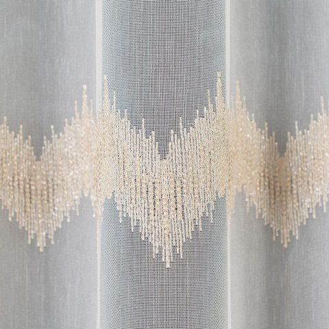 Firanka haftowana, pasowa z ołowianką, wys.160cm, kolor biały ze złotym 112750/OLO/004/000160/1